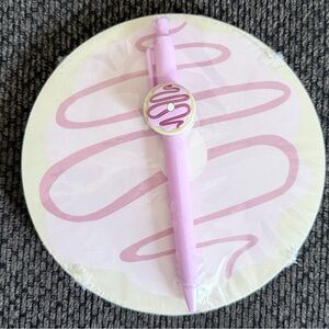 Pink Donut-Themed Notepad and pen black ink  Set - 130 sheets - NWT